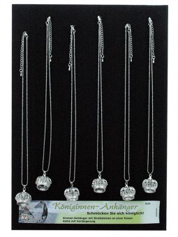 Crown pendant with rhinestones, chain included. 24 Pcs. 