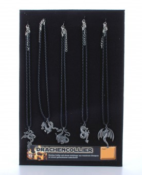 Dragon necklace on a braided black leathe band. 25 Pcs 