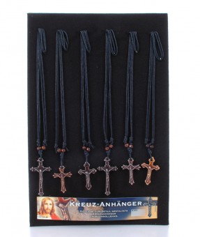 Stylisch cross pendant for young people. 24 pcs assorted 