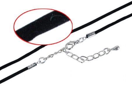 imi. Leather Necklace 42 cm rhodium plated chain to prolonge 