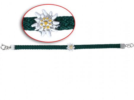 Bemaltes Edelweiss Kinderarmband-grünes Gewebeband 
