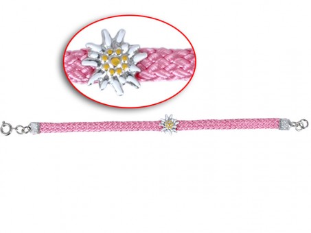 Edelweiss bracelet for children. Hand painted. Pink. 