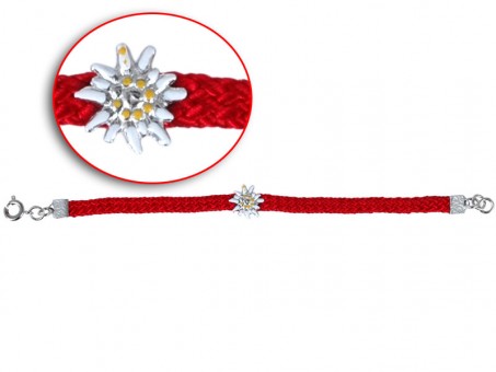 Edelweiss bracelet for children. Hand painted. Red 
