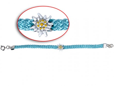 Edelweiss bracelet for children. Hand painted. Turquoise 