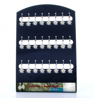 Painted Edelweiss earrings size  small. 12 Pairs. 