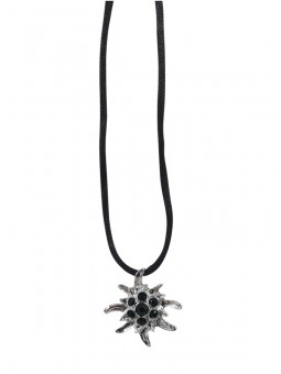 Alpin flower necklace black with Swarovski stones 6 pieces 