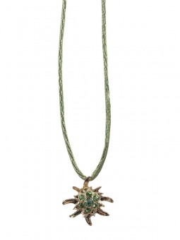 Alpin flower necklace gold with Swarovski stones green 6 pie 