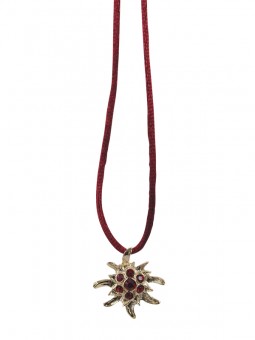 Alpin flower necklace gold with Swarovski stones green 6 pie 