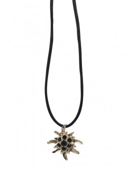 Alpin flower necklace gold with Swarovski stones black 6 pie 