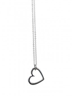 Heart Pendant  rhodium plated with 42 cm. Necklace. 6 Pcs 