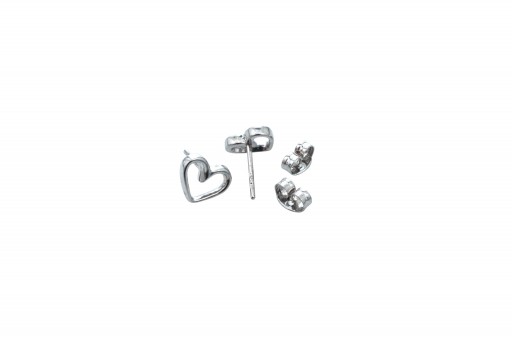 Heart Earrings  rhodium plated 6 Pair 