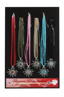 Filigree edelweiss necklace on multiple straps, 24 pieces as 