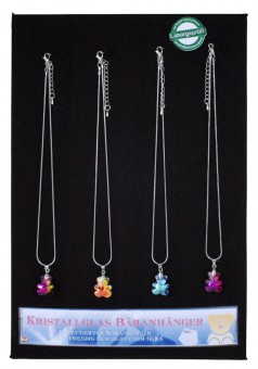Crystal glass bear pendants 24 pieces assorted 