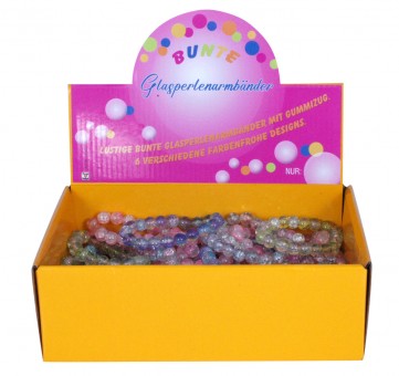 Colorful glass bead bracelets in the sales box 60 pieces ass 