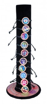 Glas Mandala Armbänder mit Holzrahmen 36 Stk sortiert 