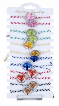 Colorful glass top pendant on friendship bracelet 36 pieces 