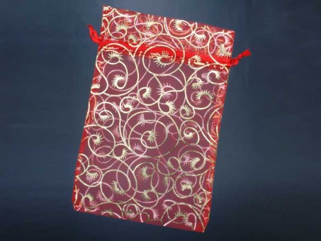 Organza gift bag. 9x12cm. Red/gold. 100 Pcs. 