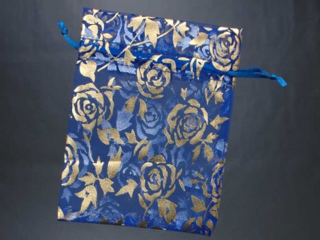 Organza gift bag. 9x12cm. Colours: blue/gold. 100 Pcs. 