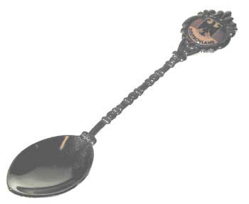 Souvenir spoon platinized with city logo. 