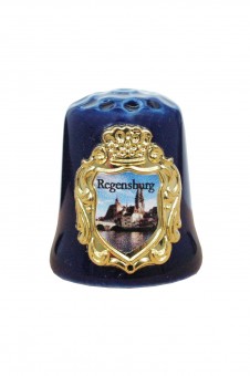 Thimble  with coat of arms, cobalt blue, gold-plated. 12Pcs. 