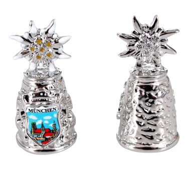 Metal thimble with small coat of arms & Edelweiss. 12 Pcs. 