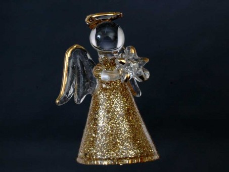 Xmas angel with gold frosted dress and star. 30 Pcs. 