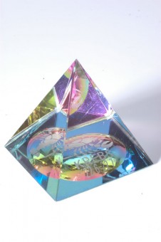 Glass Pyramide with Sign of Zodiak Cancer 