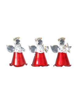 Glass Xmas angel with red dress. 36 Pcs assorted. 