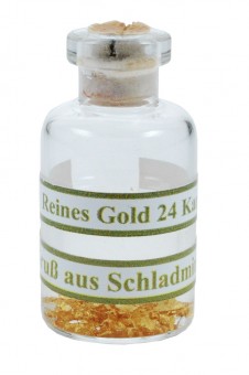 Goldfloh-Fläschchen mit echten Gold  52 Stück mit Druck 