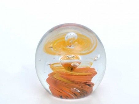 Traum-Glas-Kugel mini-orange Spirale mit großer Blase 