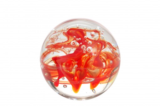Small dream ball - Swirled sculpture in red and orange. 