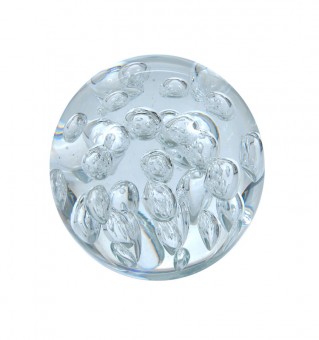 Palla di vetro piccola, chiara con bolle 