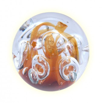Traum-Glas-Kugel mini - Orange mit Blasen 