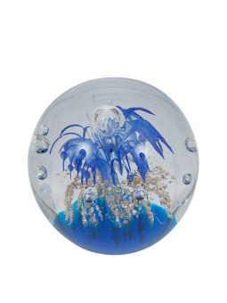 Dream Ball medium, blue flower over golden ground 