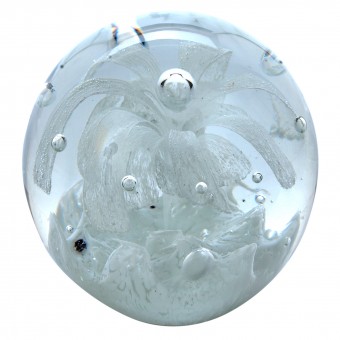 Palla di vetro mini, con fiore bianco 