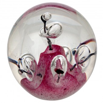 Palla di vetro mini, spirale celeste con due bolle 