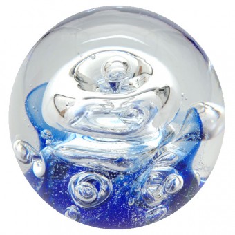 Traum-Glas-Kugel groß, große Blase über blauem Grund 