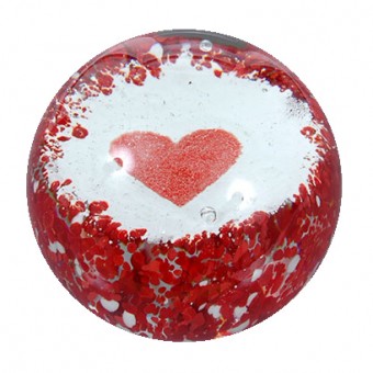 Dream Glass ball big, red heart 