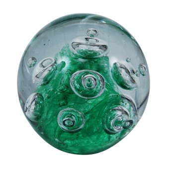 Traum-Glas-Kugel groß, große Blasen über Grün 