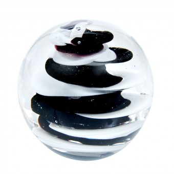 Traum-Glas-Kugel groß, lila weiße Spirale 