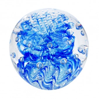 Dream Glass ball big, blue Flower, glowing in the dark 