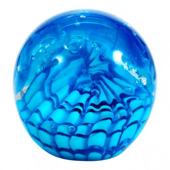 Traum-Glas-Kugel groß, weiß blaue Welle, leuchtet im Dunkeln 