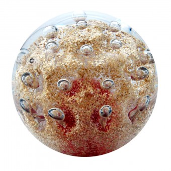 Dream Glass ball big, gold and red with bubbles 