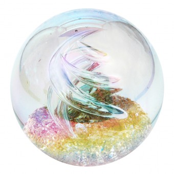 Traum-Glas-Kugel groß, Goldboden mit Blase Öleffekt 