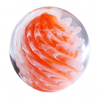 Traum-Glas-Kugel groß, orange Blume mit Öl-Effekt 
