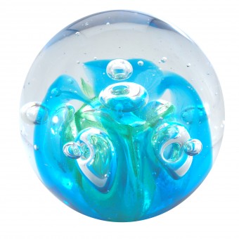 Traum-Glas-Kugel groß-blaue Welle mit grün klaren Blasen 