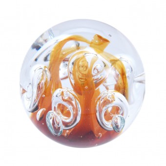 Traum-Glas-Kugel groß - Orange mit Blasen 
