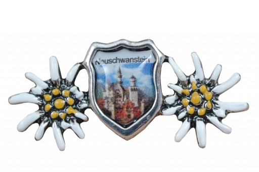 Hat pin, coat of arms between two Edelweiss. 12 Pcs. 