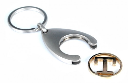 Porte-clés avec initial sur un jeton - "T" 