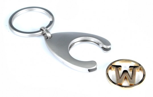 Porte-clés avec initial sur un jeton - "W" 